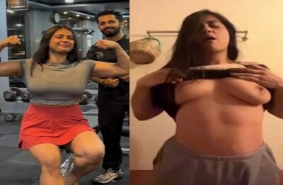 Fitness model naked exposing for gym trainer